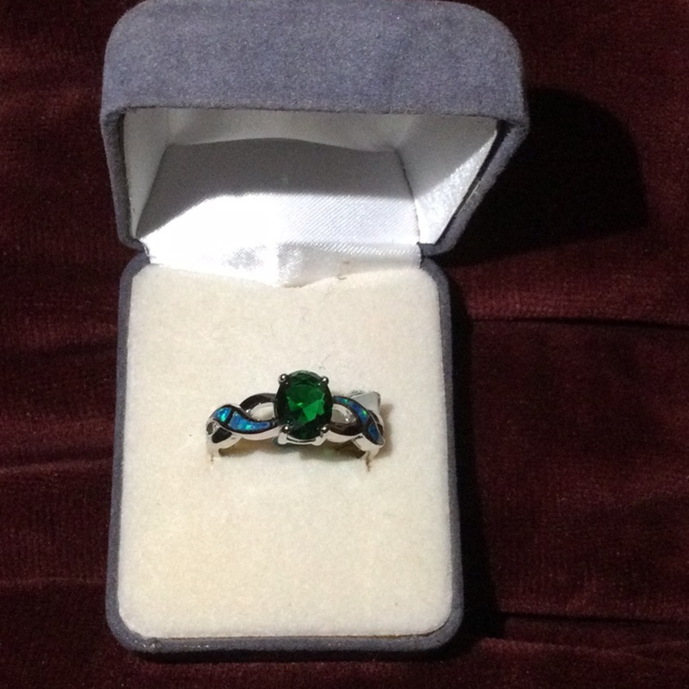 Silver sterling ring may birthstone color